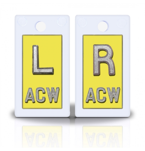 1 5/8" Height Plastic Backing Lead X-Ray Markers, Solid Brimstone Yellow